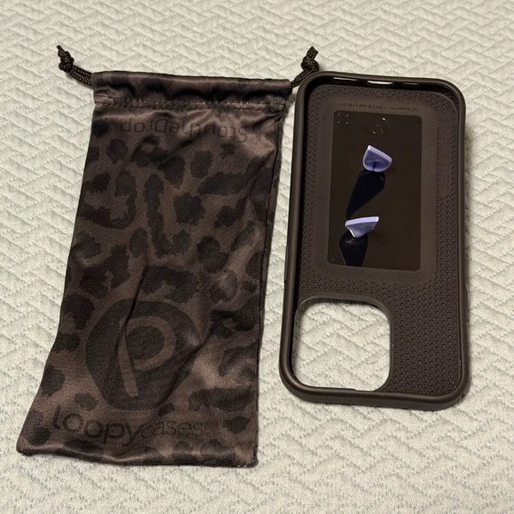 LOOPY CASES Midnight Leopard IPHONE 14 PRO Case w/ Lavender Leopard Loop Righty - Picture 2 of 2